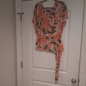 AB Studio Abstract Print Women's Blouse - Orange and Brown